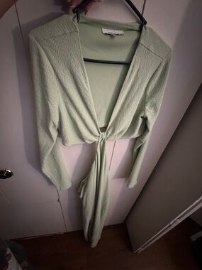 Women’s Sage Green Maxi Dress with Front Twist